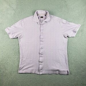 Left Coast Tee Shirt Mens XL Pink Purple Check Button Up Short Sleeve